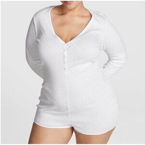 PINK Victoria's Secret Onsie Cotton Pajama Sleepwear Shorts White Size XXL NWT